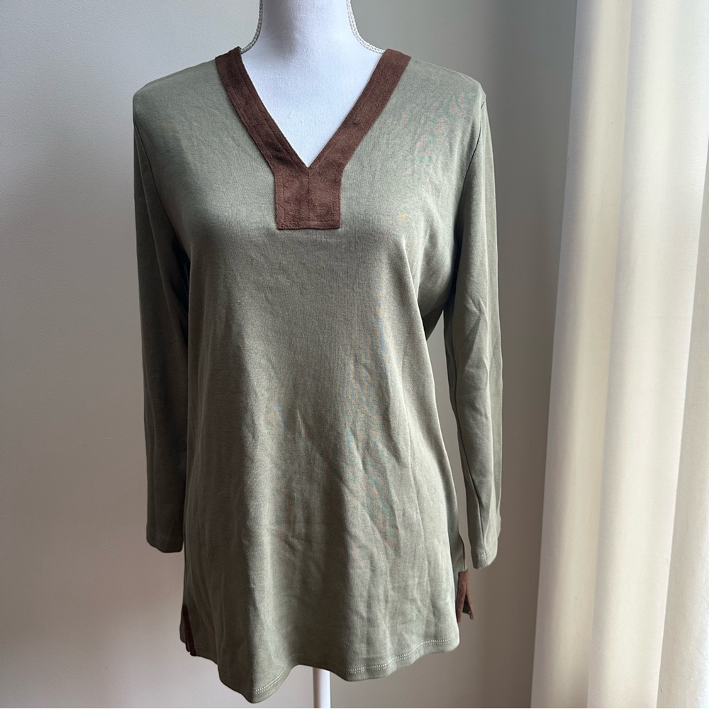 Ralph Lauren Olive Green Long Sleeve Top‎ Size Large NWT